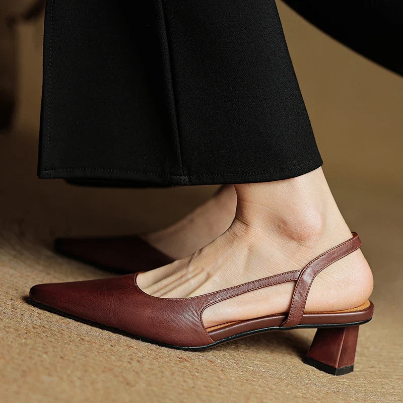 Camille Genuine Leather Heels — Hopeforwho (view 2)