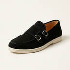 Como Suede Double-Buckle Loafers