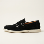 Como Suede Double-Buckle Loafers