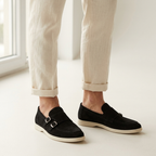 Como Suede Double-Buckle Loafers
