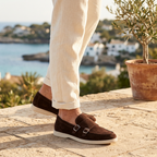 Como Suede Double-Buckle Loafers